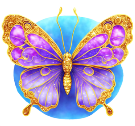 Download Purple and Gold Butterfly Ornamental Design PNG Online - Creative  Fabrica